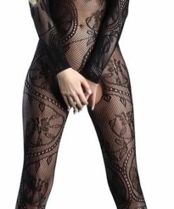 Livco Corsetti - Erotische Bodystocking / Catsuit Met Open Kruis - Sexy Lingerie - Erotische Lingerie - Maat S T/m L - Abra Black