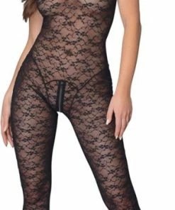 Cottelli Collection Sexy Kanten Catsuit Met Open Kruisje - Zwart -Cottelli Collection Shop 301x840 1