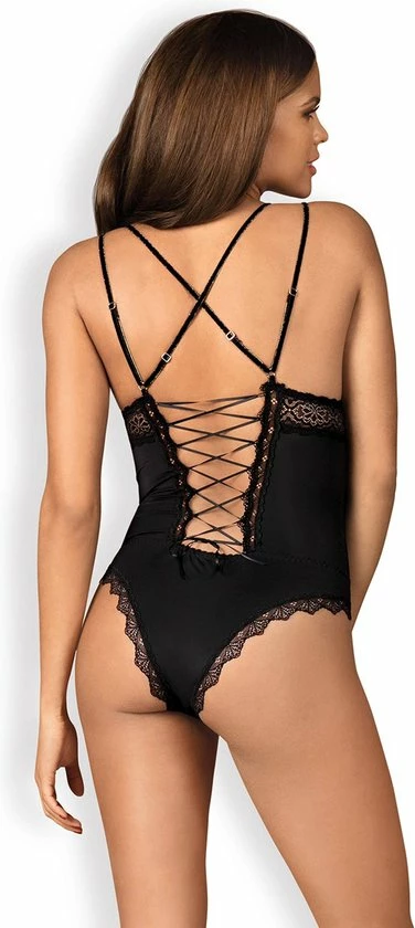 Obsessive Lolitte Teddy Met Kant En Open Rug- Erotische Body - Maat L/XL - Zwart 5 Obsessive Lolitte Teddy Met Kant En Open Rug- Erotische Body - Maat L/XL - Zwart - Afbeelding 5