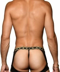 Andrew Christian MASSIVE Chap Net String - Maat S - Sexy Heren String - Fetish Heren Outfit - Latex Look -Cottelli Collection Shop 381x840