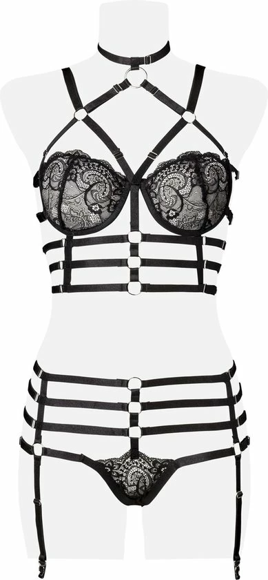 Grey Velvet - Lingerie Set - Met Straps - M/L 6 Grey Velvet - Lingerie Set - Met Straps - M/L - Afbeelding 6