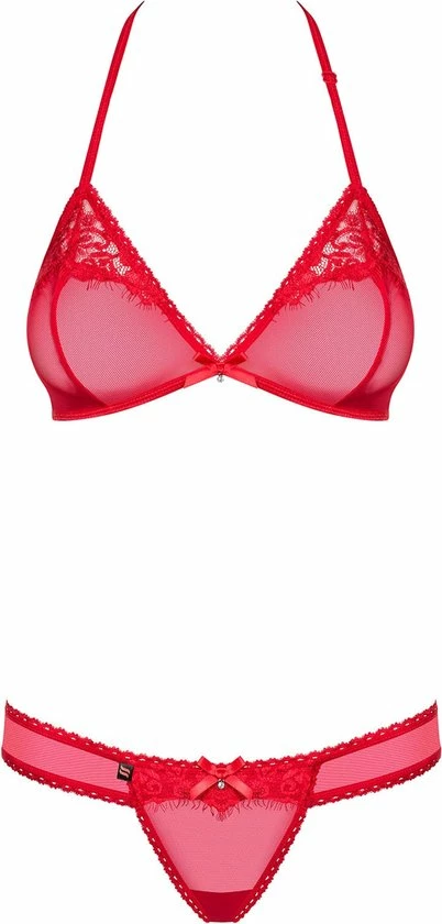 Obsessive BH Met Open Cups En Open Kruis String - Erotische Lingerieset - Maat S/M - Rood 4 Obsessive BH Met Open Cups En Open Kruis String - Erotische Lingerieset - Maat S/M - Rood - Afbeelding 4