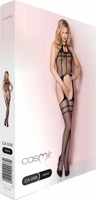 Casmir Bodystocking 008 - Black | Visnet | Jarretels | Strepen 4 Casmir Bodystocking 008 - Black | Visnet | Jarretels | Strepen - Afbeelding 4