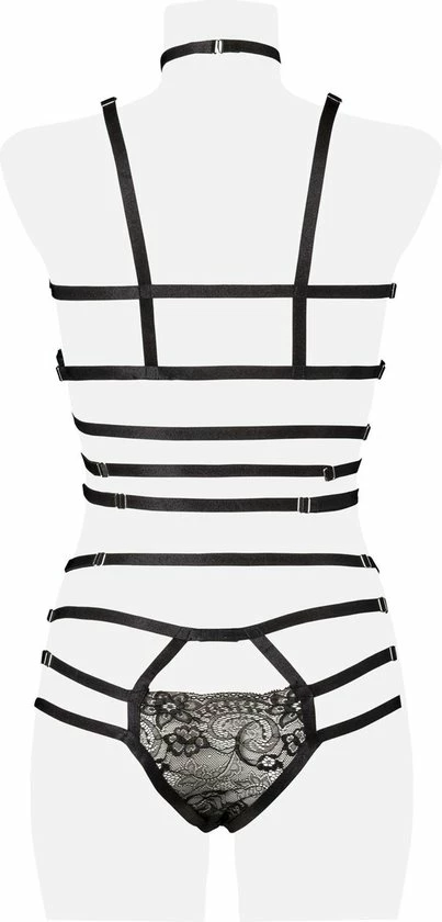 Grey Velvet - Lingerie Set - Met Straps - M/L 4 Grey Velvet - Lingerie Set - Met Straps - M/L - Afbeelding 4