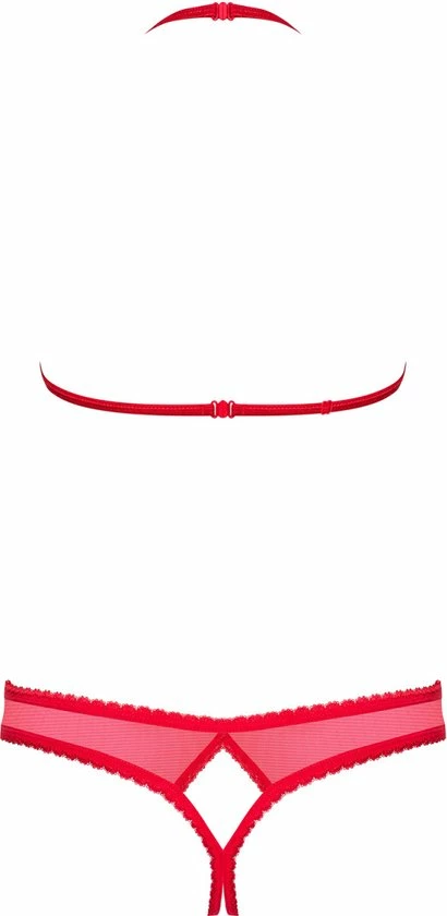 Obsessive BH Met Open Cups En Open Kruis String- Erotische Lingerieset - Maat L/XL - Rood 5 Obsessive BH Met Open Cups En Open Kruis String- Erotische Lingerieset - Maat L/XL - Rood - Afbeelding 5