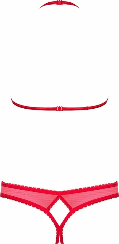 Obsessive BH Met Open Cups En Open Kruis String - Erotische Lingerieset - Maat S/M - Rood 8 Obsessive BH Met Open Cups En Open Kruis String - Erotische Lingerieset - Maat S/M - Rood - Afbeelding 8
