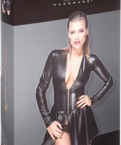 Noir Handmade Wetlook Mini Jurk Met Corset Lijfje - Medium -Cottelli Collection Shop 424x840 3