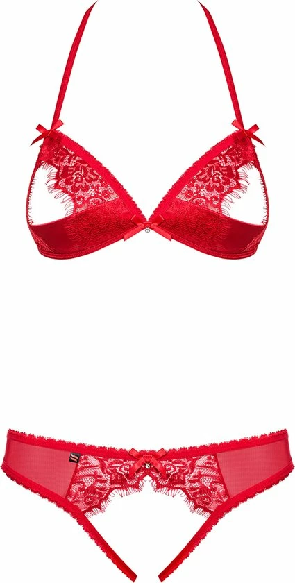 Obsessive BH Met Open Cups En Open Kruis String- Erotische Lingerieset - Maat L/XL - Rood 8 Obsessive BH Met Open Cups En Open Kruis String- Erotische Lingerieset - Maat L/XL - Rood - Afbeelding 8