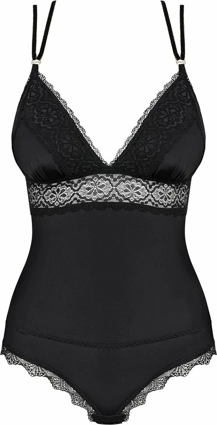 Obsessive Lolitte Teddy Met Kant En Open Rug- Erotische Body - Maat L/XL - Zwart 3 Obsessive Lolitte Teddy Met Kant En Open Rug- Erotische Body - Maat L/XL - Zwart - Afbeelding 3