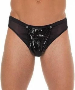 Rimba Amorable Lak String Met Transparante Inzetten - Zwart