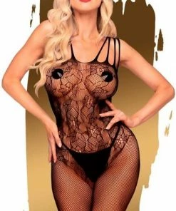Body Pleasure - Sexy Lingerie - Super Strakke Bodystocking - Dirty Mind - Black - Size S/L - PENTHOUSE Design - Gave Cadeaubox - 4005249 - One Size Fits Most