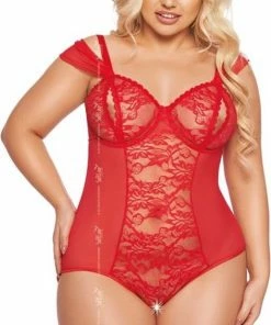 Softline - Dora -Kanten Body- Rood - Grote Maten XXL