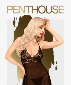 Penthouse Lingerie Bedtime Story - Erotische Babydoll Met String - Maat S/M - Zwart -Cottelli Collection Shop 490x840 11