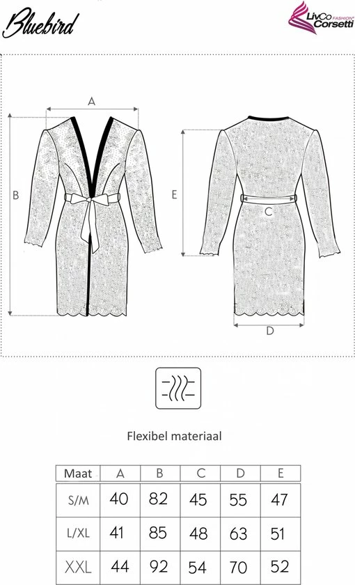 Sexy Badjas Bluebird - Livco Corsetti - Maat: S/M 6 Sexy Badjas Bluebird - Livco Corsetti - Maat: S/M - Afbeelding 6