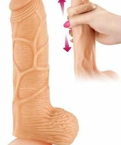 Real Body Brad - Dildo - Realistisch - Met Ballen, Uitgesproken Aders En Bewegende Voorhuid - 20 Cm - Flesh