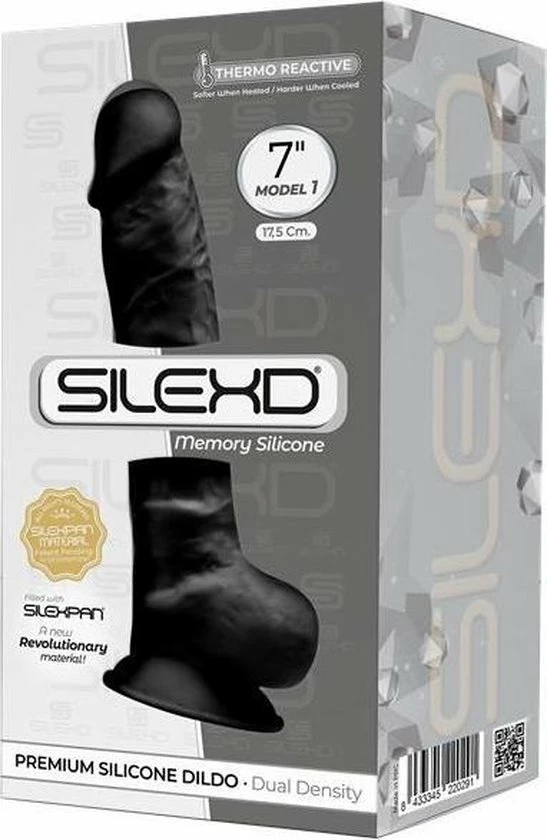 Silexd Dildo Dual Density Silicone Mod. 1 - 7 Black 3 Silexd Dildo Dual Density Silicone Mod. 1 - 7 Black - Afbeelding 3