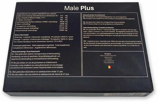 Male Plus Erectiepillen - 10 Capsules - Libido Verhogend - Natuurlijk Voedingssupplement 100% MACA - Erectiestoornissen & Stress - Natuurlijke Viagra Vervanger 3 Male Plus Erectiepillen - 10 Capsules - Libido Verhogend - Natuurlijk Voedingssupplement 100% MACA - Erectiestoornissen & Stress - Natuurlijke Viagra Vervanger - Afbeelding 3