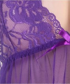 Merkloos Verleidelijk Kanten Nachtjurkje Luna | Paars | Maat 40 | Sexy Lingerie -Cottelli Collection Shop 550x424 4