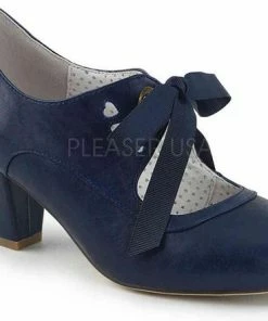 Pin Up Couture EU 36 = US 6 | WIGGLE-32 | 2 1/2 Cuben Heel Mary Jane Pump W/ Ribbon Tie