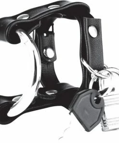 Blue Line Metal Cock Ring With Locking Ball Strap Black OS -Cottelli Collection Shop 550x479 1