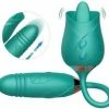 Merkloos Luxe Vibrator Op En Neer Samen Met Tong In Een Roos - Luxe SexToys Vrouwen - Clitoris Gspot Stimulator - Groen -Cottelli Collection Shop 550x492