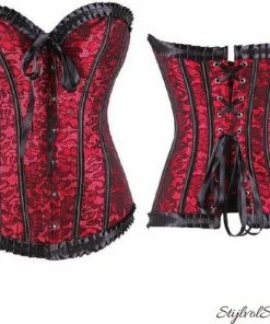 Merkloos Sexy Korset Met Haaksluiting En Baleinen | Kersenrood | Maat 44 | Sexy Lingerie Korsetten -Cottelli Collection Shop 550x495 1