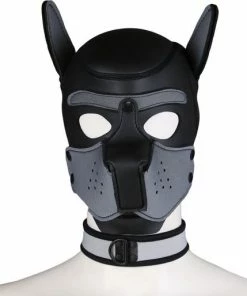 Banoch - Lindo Perrito Gris Neoprene - Honden Masker Puppy Play Grijs Neopreen