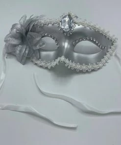 Power Escorts - Luxury Venetiaans Liefdes Mask - Zilver - Met Steentje - Handig Verstelbaar - Fetish Power - Kinky Mask - Verpakt In Plastic Zakje - BR205
