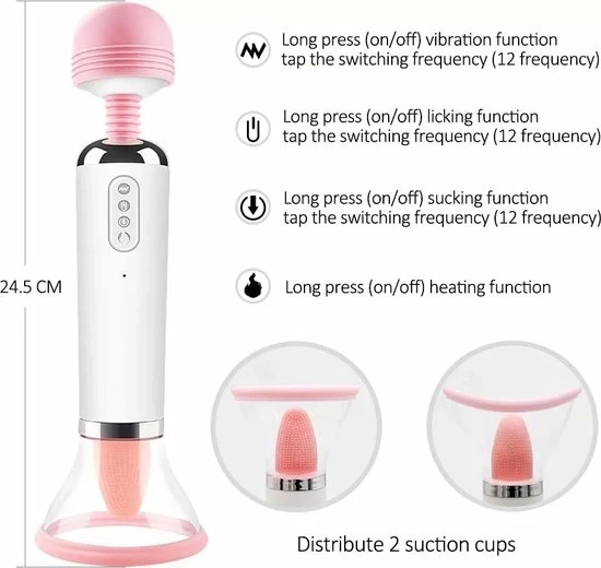 GALESTO 2-in-1 Magic Wand Vibrator - Mannen En Vrouwen - Zuigt En Likt - 12 Vibratie Standen - Clitoris Stimulator - Intense Sex Orgasme - Seksspeeltjes - G-spot 7 GALESTO 2-in-1 Magic Wand Vibrator - Mannen En Vrouwen - Zuigt En Likt - 12 Vibratie Standen - Clitoris Stimulator - Intense Sex Orgasme - Seksspeeltjes - G-spot - Afbeelding 7