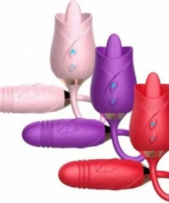 Merkloos Luxe Vibrator Op En Neer Samen Met Tong In Een Roos - Luxe SexToys Vrouwen - Clitoris Gspot Stimulator - Groen -Cottelli Collection Shop 550x541 2