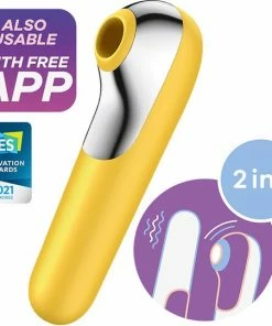 Satisfyer - Dual Love Air Pulse Vibrator Geel -Cottelli Collection Shop 550x541