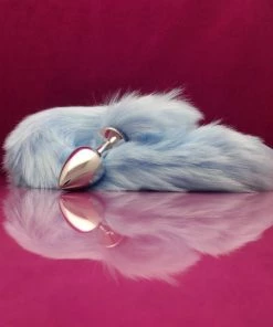 Medium Buttplug Met Lange Staart - 75cm - Blauw - Maat M - Anaal Plug Met Lichtblauwe Staart - PinkPonyClubnl