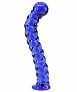 Black Label Glazen G-spot Dildo - Blauw