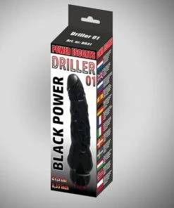 Power Escorts - Driller 01 - Realistische Vibrator - Dildo Vibrator - Vibrator Voor Vrouwen - Vibrator Vrouw - Anaal Vibrator - Gspot Vibrator - 21.5 Cm - Dikte 3 Cm - BR31 - Zwart - Heerlijk Realistische Eikel / Penis- Gave Cadeaubox -