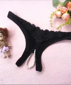 Jumada's - Lingerie - Slipje - Open Kruis - Parels - Zwart