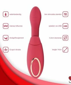 Perfect Pleasure Vibrator - 2 In 1 Vibrator - G Spot En Clitoris Vibrator - Inclusief Toycleaner En Glijmiddel - Rood -Cottelli Collection Shop 550x550 81