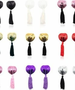 Superdealer Tepelkwastjes I Tepelkwastje I Nipple Tassles I Burlesque I Zelfklevende I Hartvormige Hartjes I 2 Stuk I Zwart