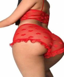 Cheaperito Lingerie Set Met Hartjes Patroon I Sexy Lingerie I 2-Delig I Kanten Set I Ondergoed En Topje I Rood -Cottelli Collection Shop 550x561