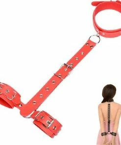 WiseGoods - Erotische Nekriem Met Handboeien - Seks Handboeien - SM Bondage - Sex Toys - Seksspeeltjes Voor Koppels - Rood