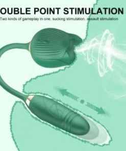 Merkloos Luxe Vibrator Op En Neer Samen Met Tong In Een Roos - Luxe SexToys Vrouwen - Clitoris Gspot Stimulator - Groen -Cottelli Collection Shop 550x570 1