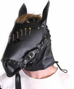 Kiotos Leather Paardenmasker Van Leer - Zwart -Cottelli Collection Shop 550x572