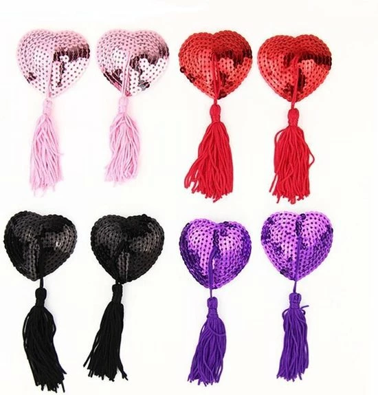 Merkloos Tepelkwastjes/Tepelklemmen/Hartvormig "Paars"/BDSM/SM 2 Merkloos Tepelkwastjes/Tepelklemmen/Hartvormig "Paars"/BDSM/SM - Afbeelding 2