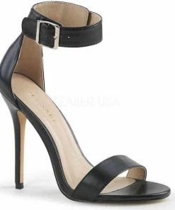 Pleaser EU 37 = US 7 | AMUSE-10 | 5 Heel, Closed Back Sandal W/ Buckled Ankle Strap
