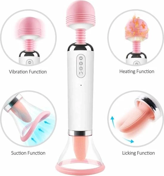GALESTO 2-in-1 Magic Wand Vibrator - Mannen En Vrouwen - Zuigt En Likt - 12 Vibratie Standen - Clitoris Stimulator - Intense Sex Orgasme - Seksspeeltjes - G-spot 5 GALESTO 2-in-1 Magic Wand Vibrator - Mannen En Vrouwen - Zuigt En Likt - 12 Vibratie Standen - Clitoris Stimulator - Intense Sex Orgasme - Seksspeeltjes - G-spot - Afbeelding 5