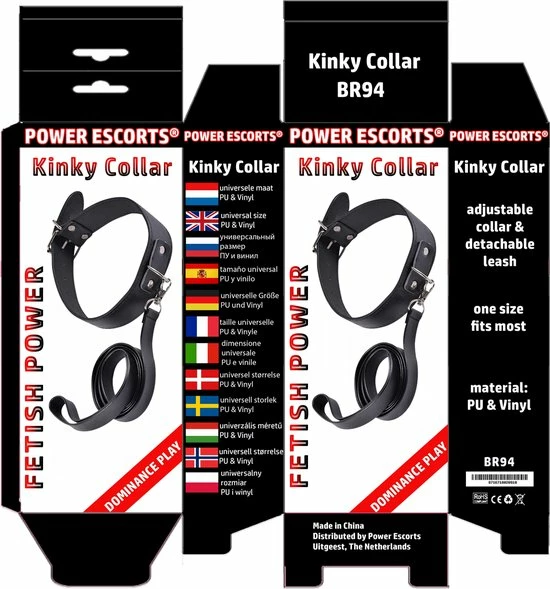 Power Escorts - Fetish Power - Kinky Collar - Halsband BDSM - BR94 - Collar With Leash - Zwart - Gave Cadeaubox 5 Power Escorts - Fetish Power - Kinky Collar - Halsband BDSM - BR94 - Collar With Leash - Zwart - Gave Cadeaubox - Afbeelding 5