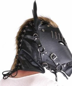 Kiotos Leather Paardenmasker Van Leer - Zwart -Cottelli Collection Shop 550x595 2