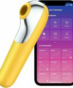 Satisfyer - Dual Love Air Pulse Vibrator Geel -Cottelli Collection Shop 550x596