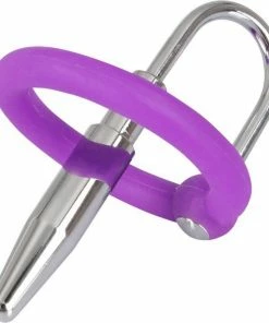 You2Toys Stalen Dilator Penis Plug Met Siliconen Eikel Ring Voor De Gewillige Onderdaan - Zilver
