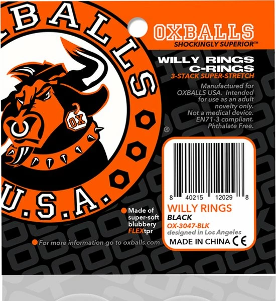 Oxballs - Willy Rings 3-pack Cockrings Zwart 3 Oxballs - Willy Rings 3-pack Cockrings Zwart - Afbeelding 3