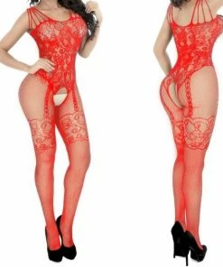 Body Pleasure Open Uitdagende Bodystocking - Luxe Cadeaubox - ROOD -Cottelli Collection Shop 550x613 4